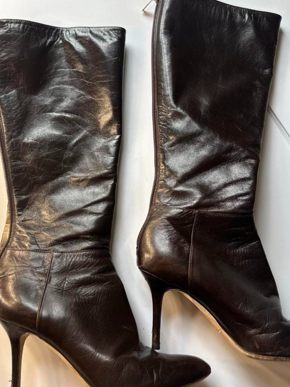 Vintage Jimmy Choo Burgundy Leather Knee-High Stiletto Boots – Size 37.5